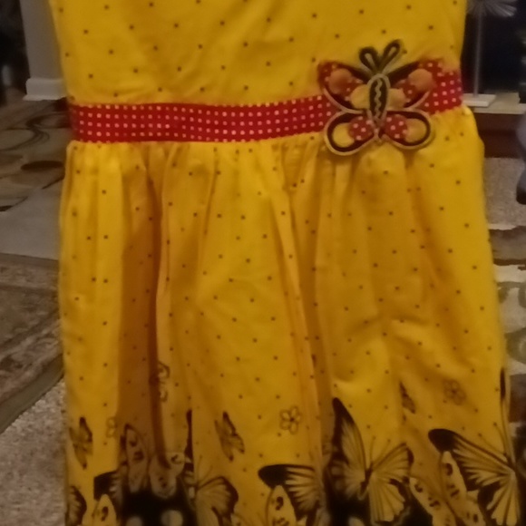 NWOT Shrawanti gold&black polkadot dress w butterflies & belt Sz 32 EU/23/14 US - Picture 8 of 15